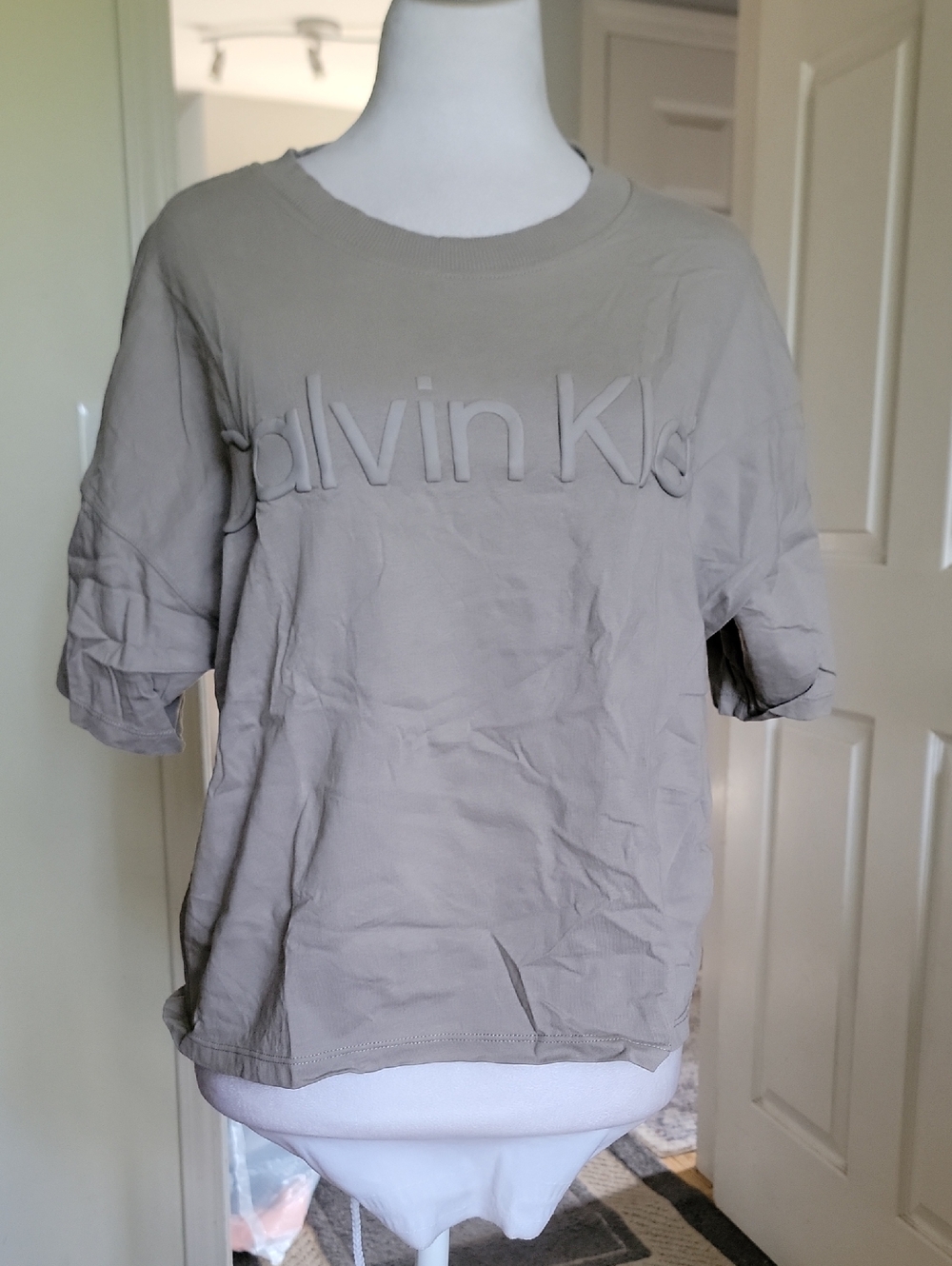 Calvin Klein Crewneck Tee in Light Taupe